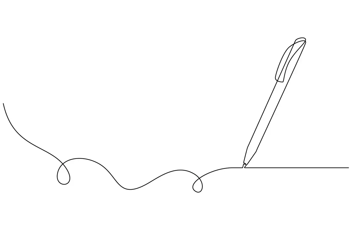 A line art drawing of a pen.