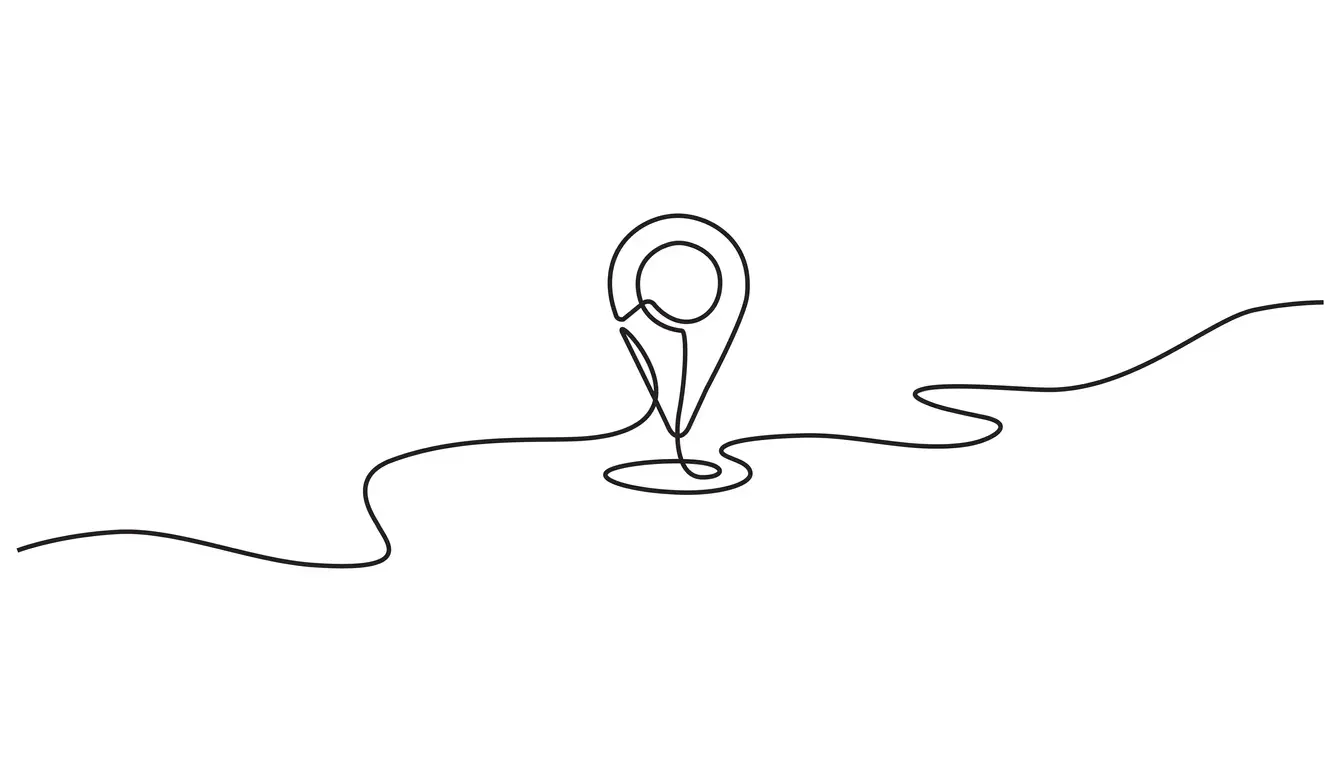 A line art drawing of a location pin.